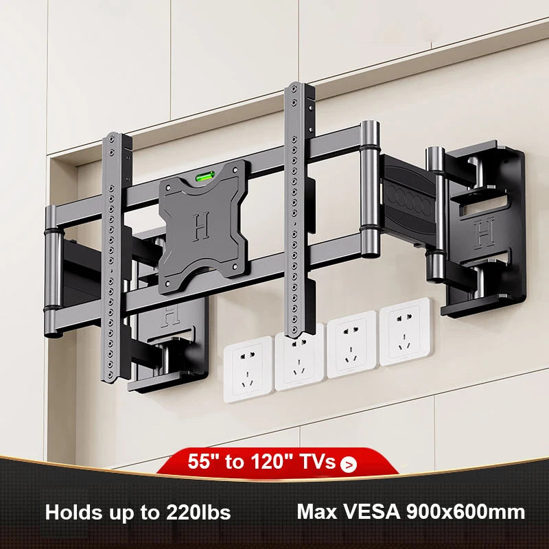 Full Motion TV Wall Mount for Most 55-120 inch TV Swivel and Tilt Mount with Dual Articulating Arms Up to 154lbs VESA 600x900mm