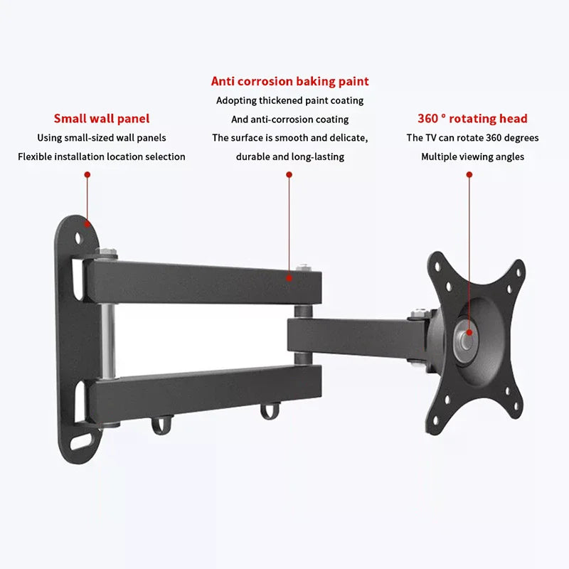 TV Monitor Wall Mount Bracket Articulating Arms Swivel Tilt Extension Rotation For Most 10-32 Inch Flat Curved TVs