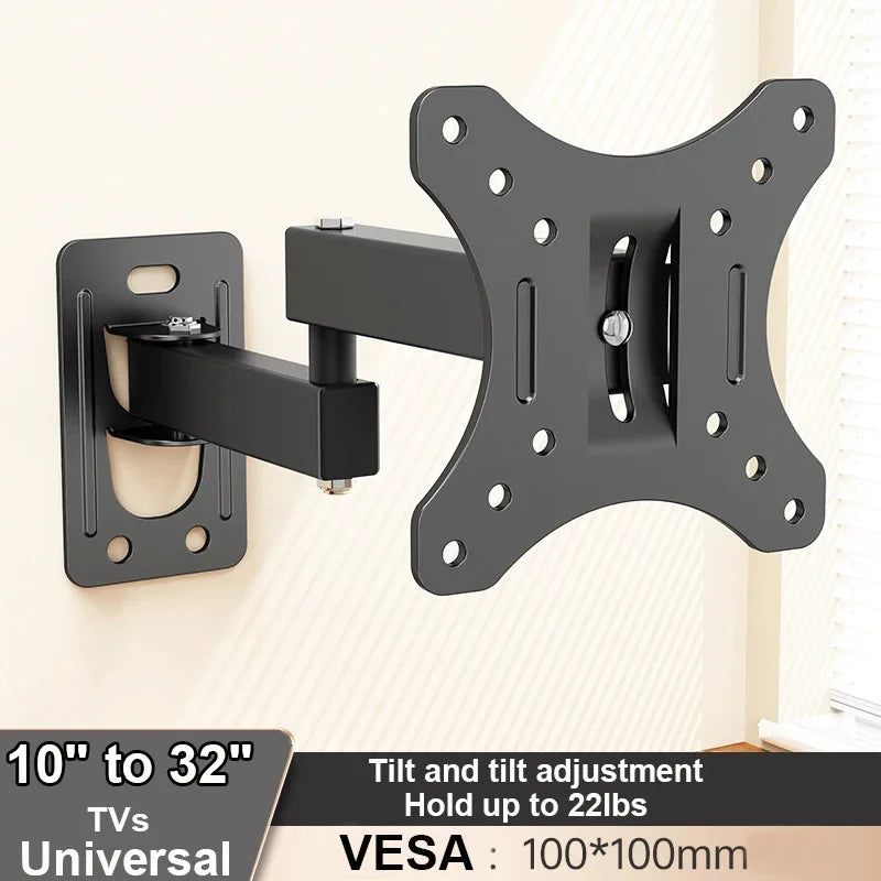 Swivel Tilt Rotation TV Wall Mount Full Motion Articulating Bracket for Most 10-32 Inch Flat Curved TVs Home Office Use