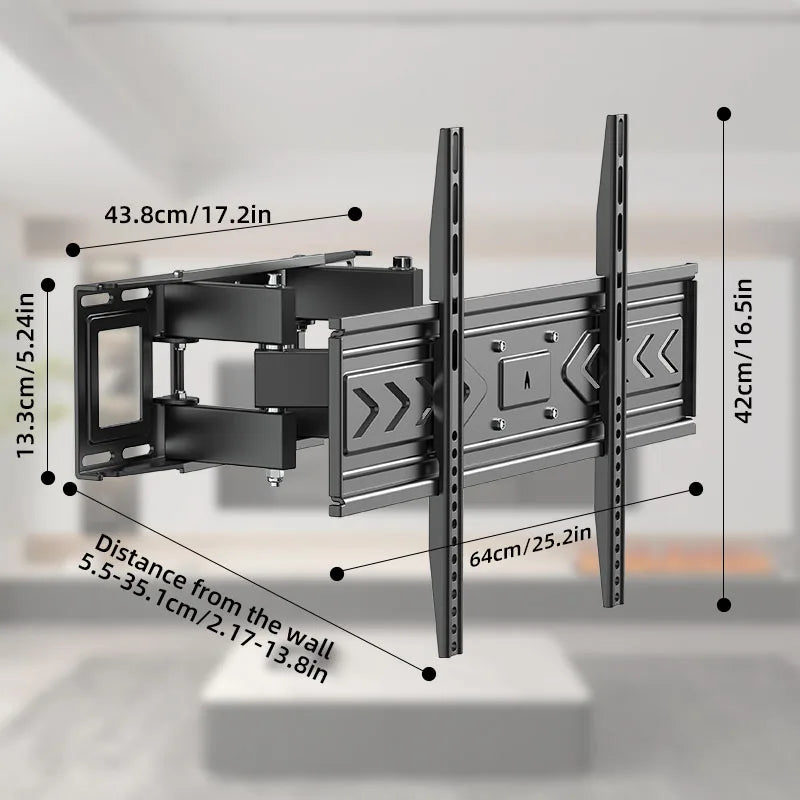 Full Motion TV Wall Mount With Dual Articulating Arm For Most 32-70 Inch Tvs Swivel Tilt Support Up To VESA 600X400mm