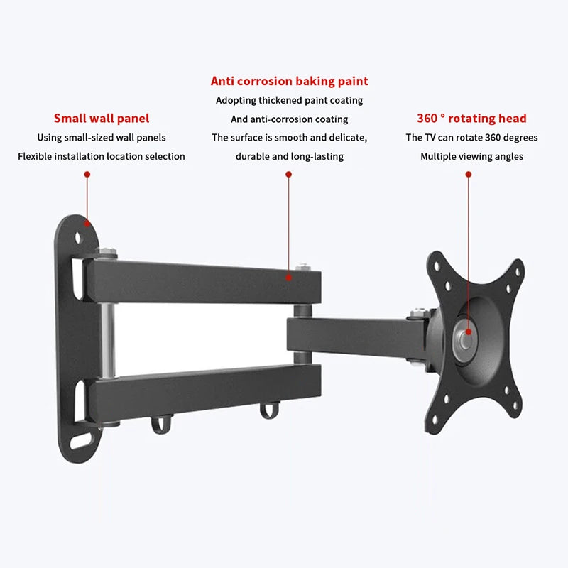 Full Motion TV Monitor Wall Mount Bracket Articulating Arms Swivel Tilt Extension Rotation For Most 10-32 Inch Flat Curved TVs