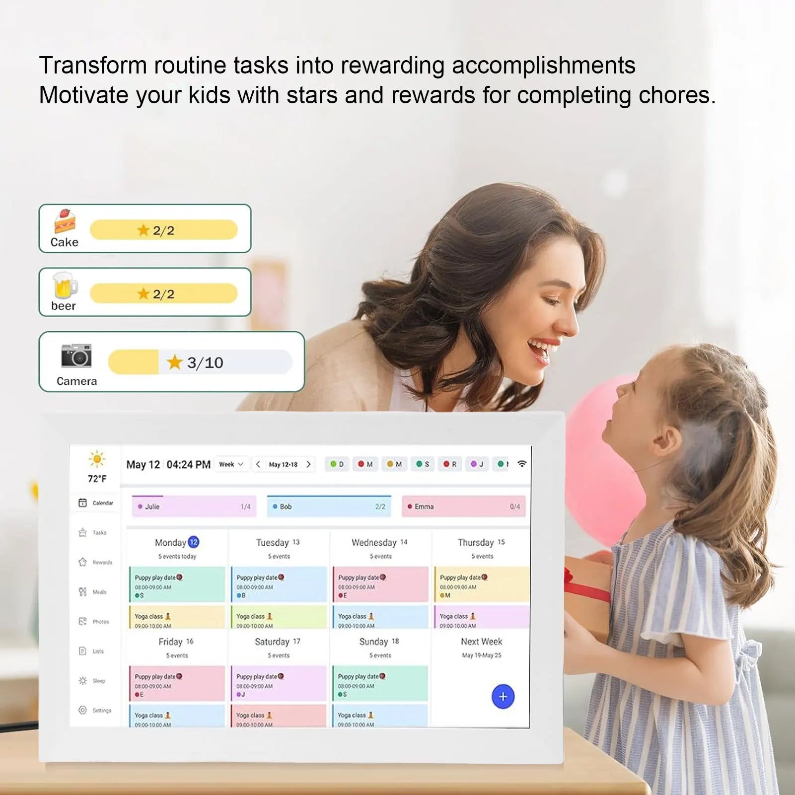 WiFi Smart Digital Calendar 15.6 Inch 1080P HD Touchscreen App Control Interactive Electronic Calendar DIY Planner Picture Frame