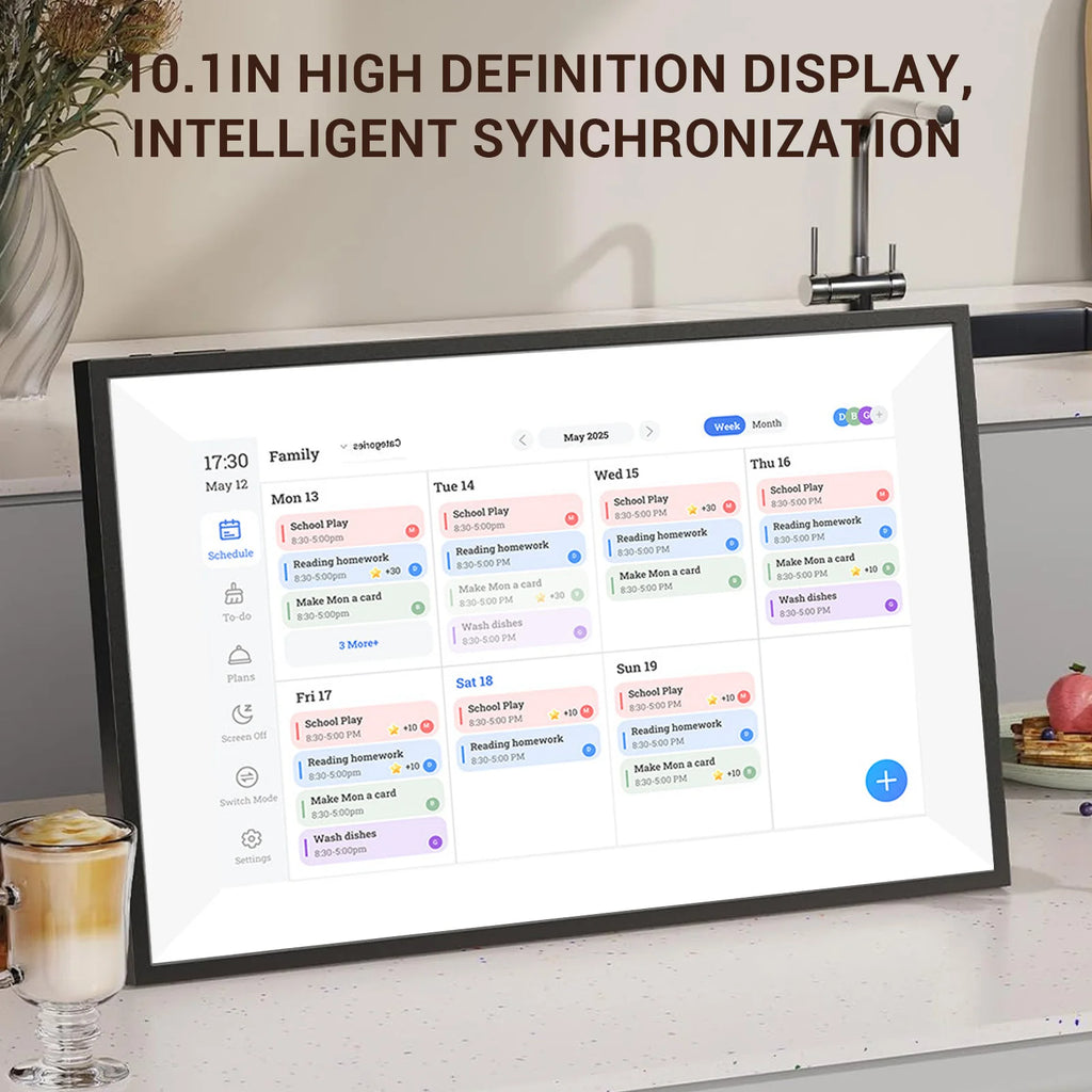 10.1in HD Touchscreen Family Planner Calendar Smart Digital Calendar Electronic Calendar with Chore Chart Meal Plan