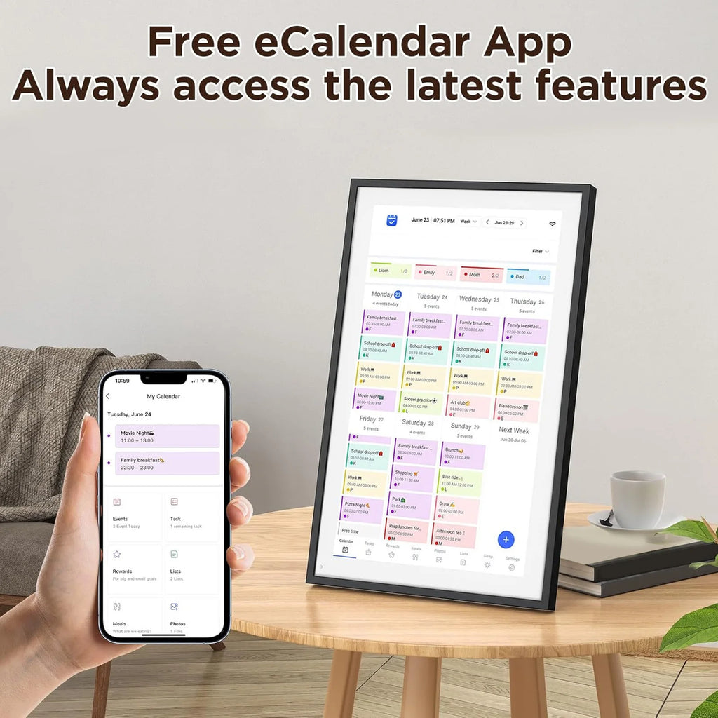 10.1in HD Touchscreen Family Planner Calendar Smart Digital Calendar Electronic Calendar with Chore Chart Meal Plan